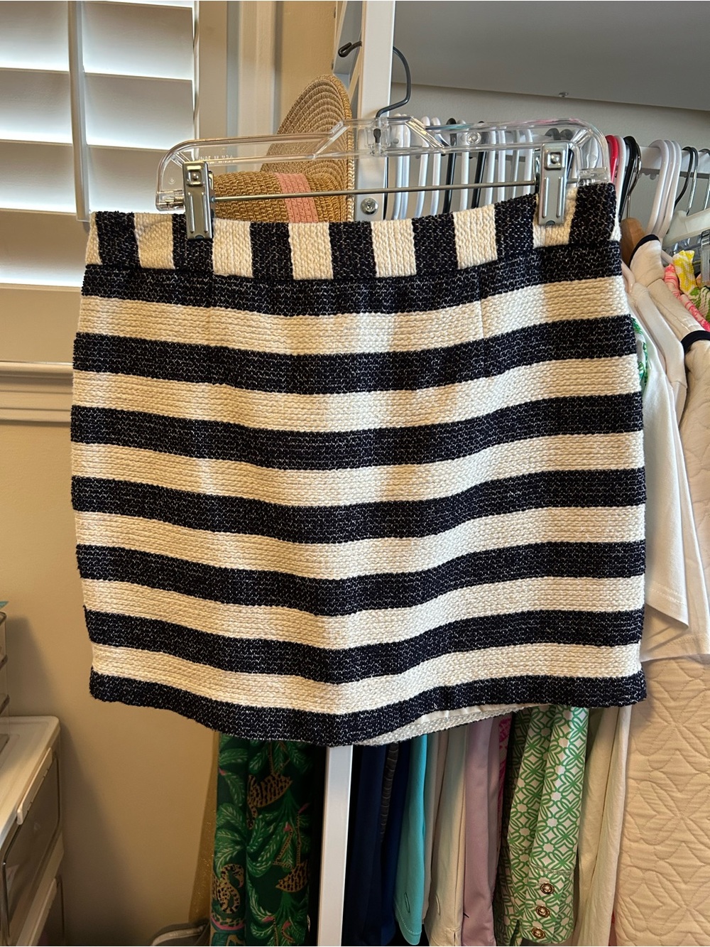 Forever 21 Striped Navy and White Knit Mini Skirt